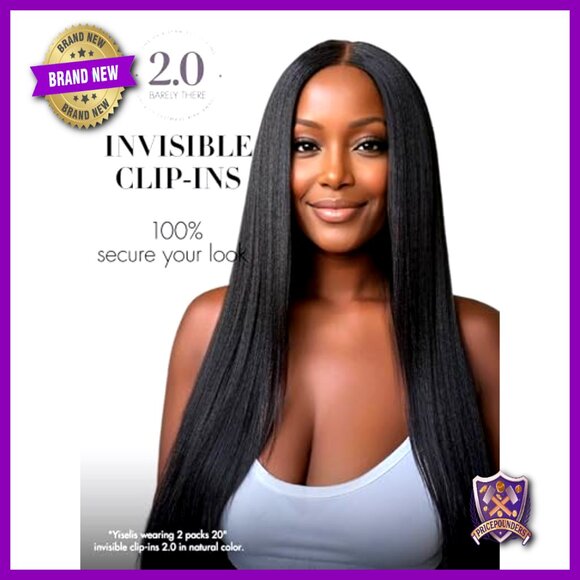 24 Inch Human Hair Clip In Extensions 2 Pack 220g Yaki Straight main image 5